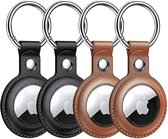 Airtag Sleutelhanger set - 4 stuks - Airtag sleutelhanger -Airtag hanger - hoge kwaliteit - Airtag sleutelhanger leer - Beschermende Hanger voor Apple AirTag – Airtag hoesje - Leren Houder - Kras en stofvrij
