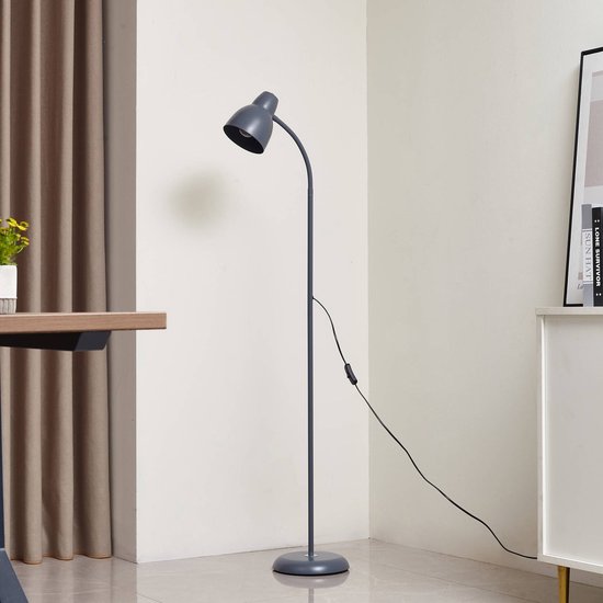 Lindby - vloerlamp - 1licht - Ijzer - H: 150 cm - E27 - grijs