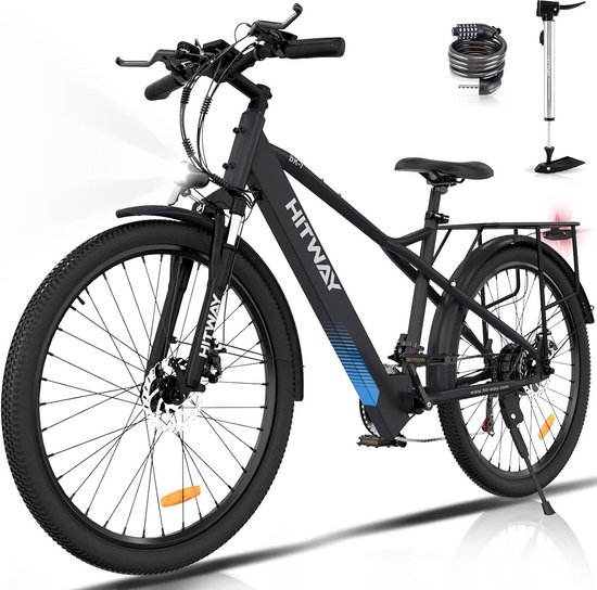 Hitway Elektrische Fiets BK7 - Trendy 26 Inch City Commuter EBike met Afneembare 36V 12Ah Lithium Batterij - Mountain E-Bike met 250W Motor - 21 Versnellingen - IP54 Waterdicht