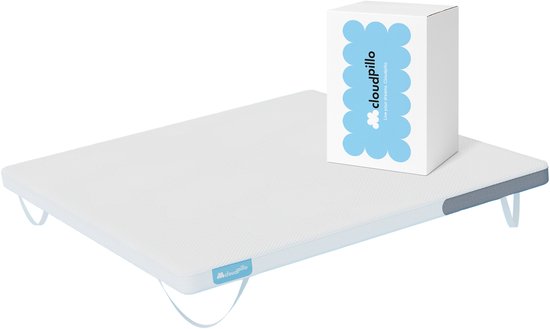 Topper Cloudpillo 140x200 - Surmatelas 2 personnes - Couche de support adaptatif - 4 saisons - Equipé Élastiques - Housse lavable