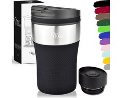 Milu Thermosbeker Koffie To Go - 210 ml 100% Lekvrij - Thermobeker, Koffiebeker To Go, Drinkbeker van Roestvrij Staal - Autobeker Dubbelwandige Isolatie - Thermos Beker Auto- Travel mug - Thermo Beker Zwart