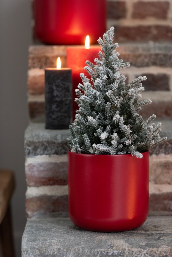 J-Line cache-pot Gen - céramique - rouge - large - 2 pièces - Ø 18.5 cm