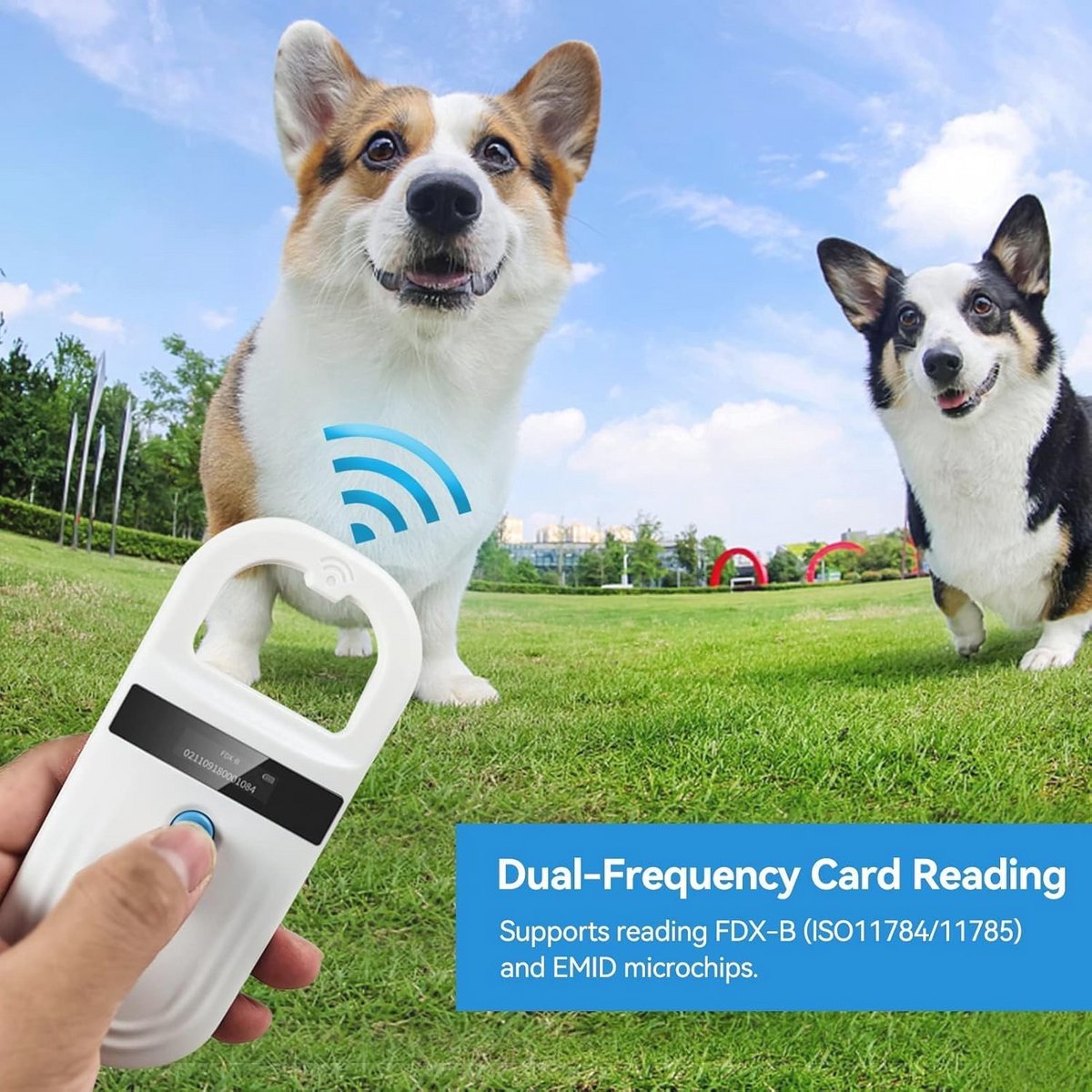 Handheld Microchip Scanner voor Huisdieren - Oplaadbare RFID-lezer met OLED-display voor Dierenbeheer thumbnail 2