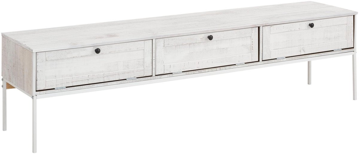 Notio Living Freya-Tv-meubel - 3-Kleps - Wit Grenen Crèmewit