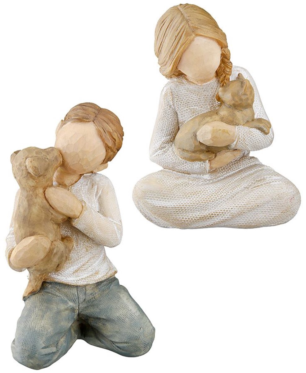 beeld Kindness Boy en Kindness girl - 5x6x8.5 cm kleur multi