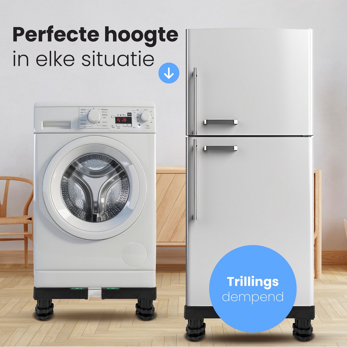 Wasmachine Verhoger - Geschikt voor Droger, Koelkast, Vaatwasser en Vriezer - Wasmachine Kast - Opbouwmeubel - Verstelbaar - Luft — afbeelding 3