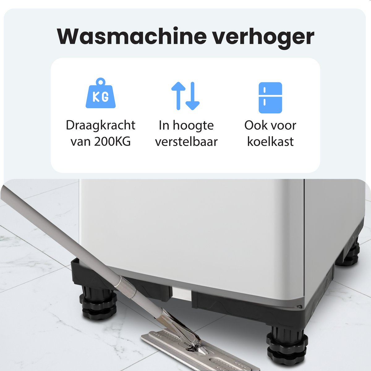 Wasmachine Verhoger - Geschikt voor Droger, Koelkast, Vaatwasser en Vriezer - Wasmachine Kast - Opbouwmeubel - Verstelbaar - Luft — afbeelding 2