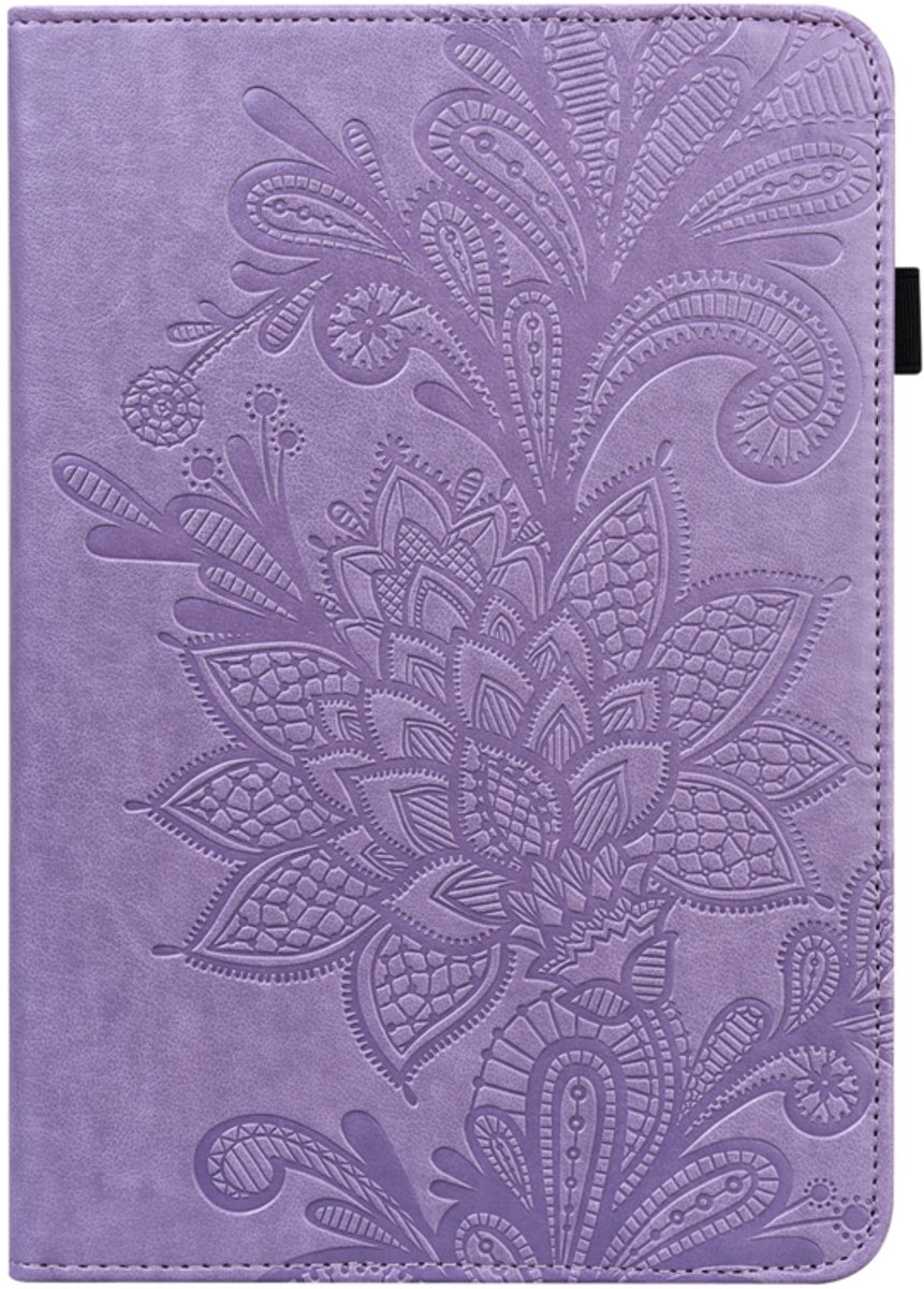 Bescherm-Etui Hoes Map geschikt voor Samsung Galaxy Tab A11 PLUS - A9 PLUS - 11" - Bloem Reliëf - Paars