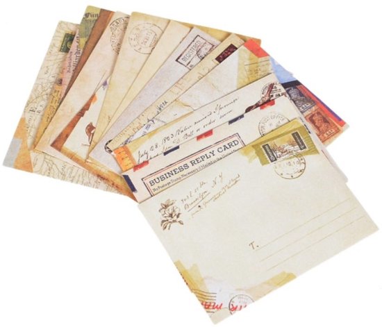 Bob Online ™ - 12 Stuks – Klassieke Retro Mini-enveloppen – 9,5 cm x 7.2 cm – 12 Pieces - Classic Retro Mini-envelopes -  Mini Retro Vintage Kraftpapier Enveloppen – Mini-enveloppen – Scrapbooking Enveloppen – Uitnodiging enveloppen– Kaarten Maken –