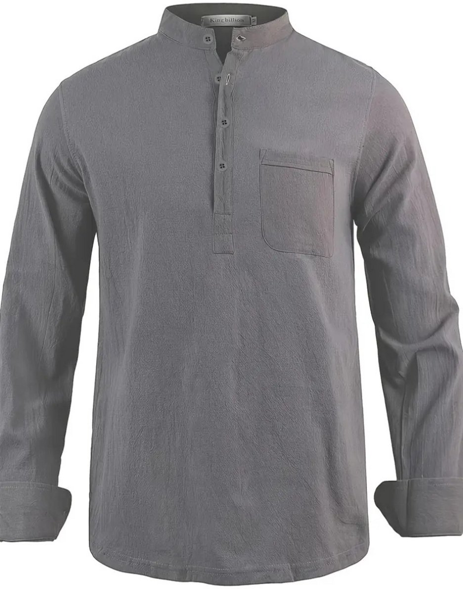 Bovista Linnen Blouse Heren t shirt Polo Overhemd Shirt Zomer Ibiza Stijl Grijs