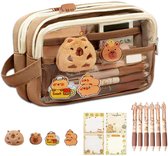 Capibara etui - Pennenzak - Jongens en Meisjes - Etuis voor school - Met 6 Capybara Pennen & Capybara Knuffel - 5 Lagen - school spullen