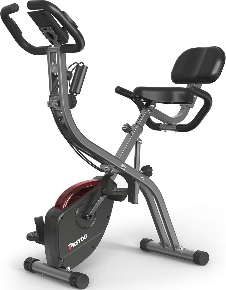 3 in1 Fitnessfiets - Fitness Fiets Hometrainer - Indoor Cycle - Inklapbaar - Opvouwbare Indoorfiets - met 10 Niveaus - 7 Zithoogtes - Magnetische Weerstandsniveaus - Ergometer - 120KG - Cardiotraining - 98 x 53 x 114.8 cm - Zwart