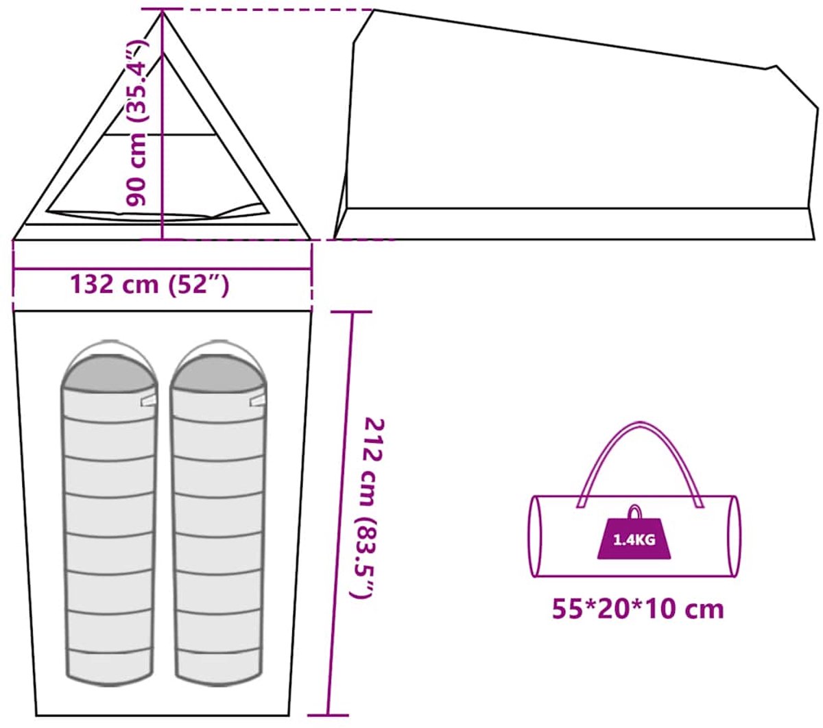 vidaXL - Tent - 2-persoons - waterdicht - olijfgroen – foto 6