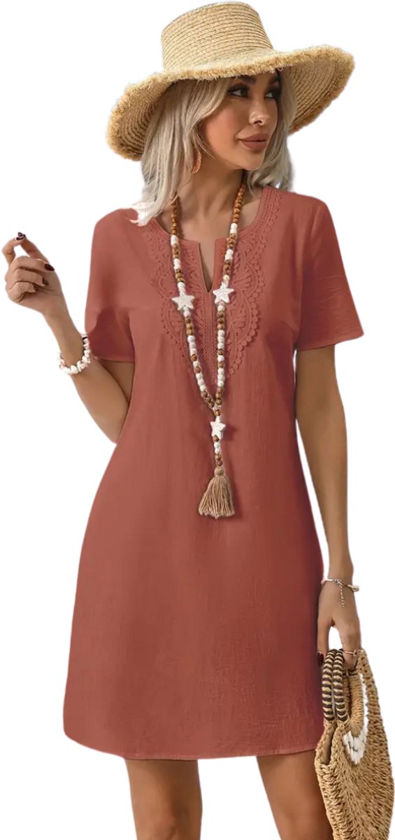 Nivard Zomerjurk Dames Zomerjurken Volwassen Jurk Ibiza Stijl Sundress Lichtrood