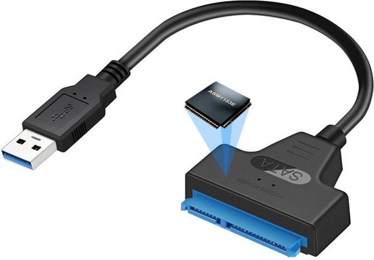 Naova® Adapter Kabel USB-A 3.0 naar SATA - Geschikt voor 2.5” SSD/HDD Schijven - Plug & Play - Hoge Snelheid tot 5Gbps - Windows, Mac & Linux Compatibel - Zwart