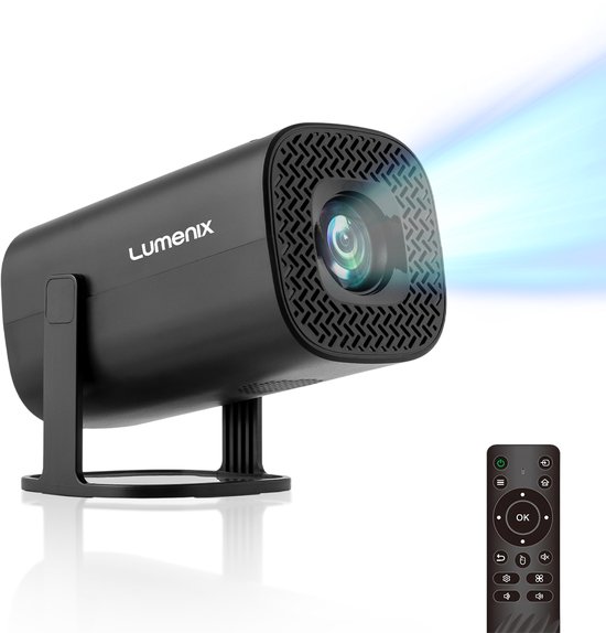 Lumenix® S2 Mini Beamer 2025 - Alles-in-één Smart TV Projector - 4K Ultra HD & Voor iOS & Android - Zwart