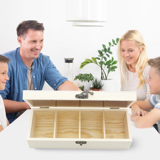 JSUOEO A7 Kaartenbak Kaartenbox Hout met Deksel 10 * 15 * 25.4cm Vokabelbox met 300 Stuks Kaarten Kaartenbox Kaartenbox voor Woordenschat voor Kantoor Scholen