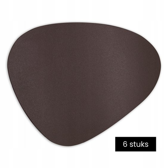 Set de 6 Napperons asymétriques Tragar - Napperons 35 x 45 cm - Dessous de verre - 6 pièces - Marron