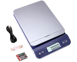 Postweegschaal 39kg/86lbs - Verzendweegschaal voor Pakketten en Brieven - Weegschaal met Tara-functie - Geschikt voor Kantoor, Magazijn, Luchtvracht, Bagage - USB Kabel & Meetlint - Blauw