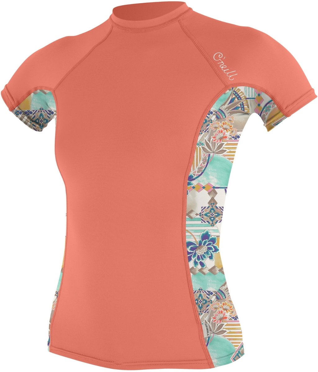 O'Neill Dames Rashguard Met Zijprint En Korte Mouwen - Nectar /