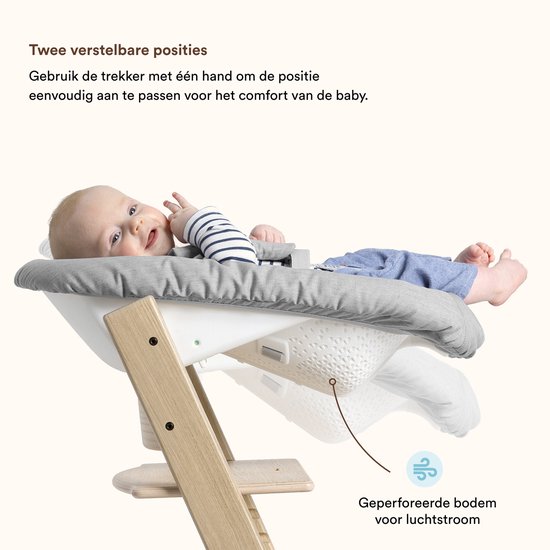 Stokke Tripp Trapp kinderstoel, Natural (inclusief stoel en Babyset 2) met set voor pasgeborenen (Grey) - veilig, verstelbaar, ergonomisch ontwerp van Stokke — afbeelding 5