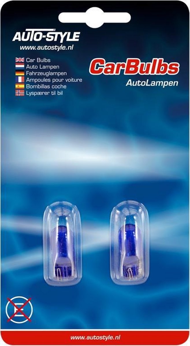 AutoStyle T-10 12V/5W Lampen 12V Super Wit (Natural Glass), set à 2 stuks