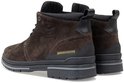 Achterkant van donkerbruine suède veterschoenen van PME Legend met logo op de zijkant.