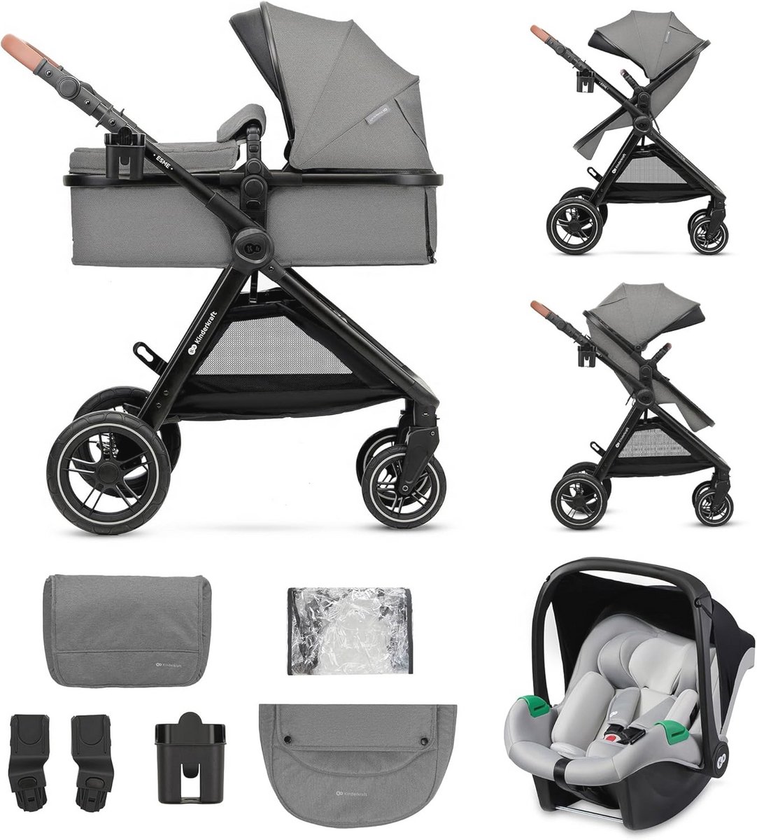 Image of 3-in-1 Kinderwagen met Autostoel voor Baby's en Peuters - Opvouwbaar en Veilig