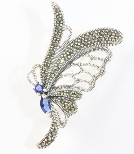 Broche Chat En Argent 925 Avec Rubis Et Marcassites - Bijou élégant Fait Main