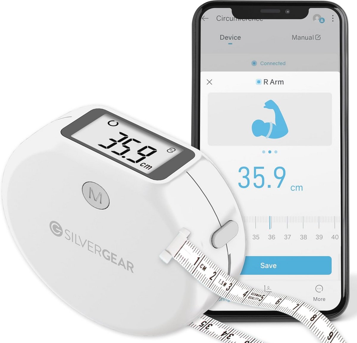Slim Digitale Meetlint voor Lichaamsmetingen met Bluetooth | LCD-scherm en App