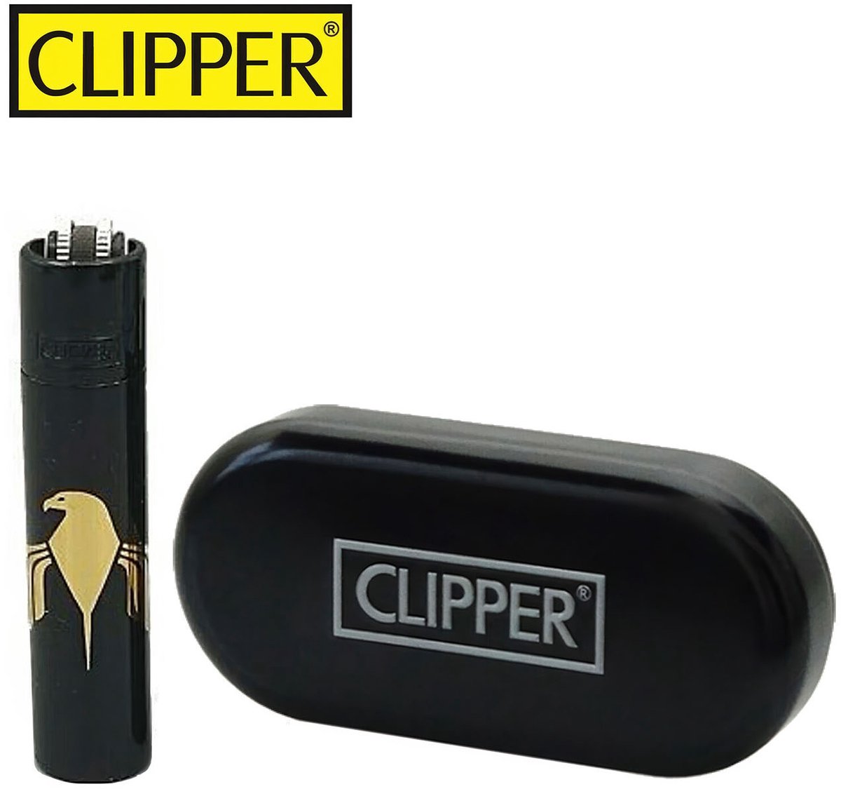 Clipper - Metal Vuursteen aansteker - Motard - Black - Giftbox