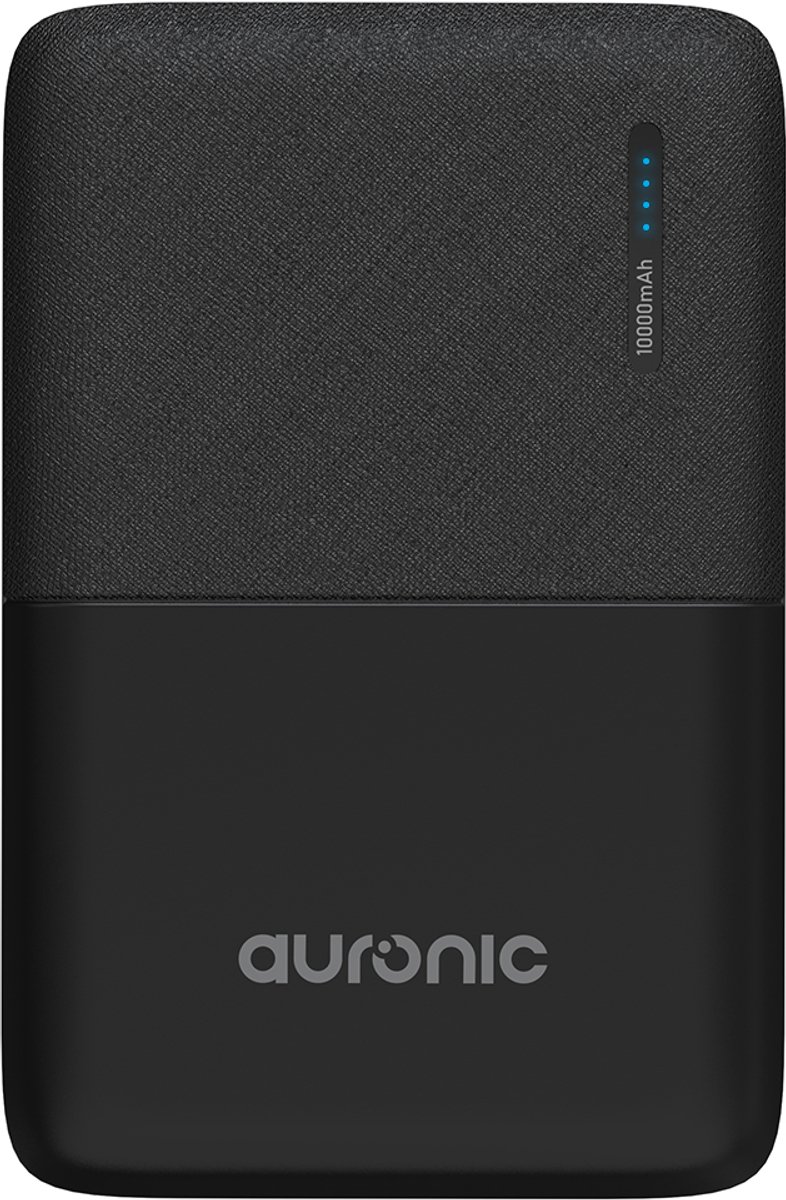 Auronic Powerbank - 10.000 mAh - 2.4A USB/Micro-USB - Incl. Kabel - Zwart
