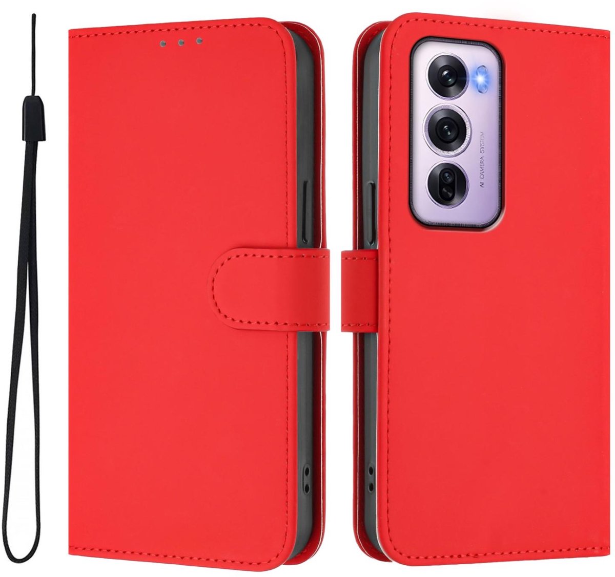 Mobigear Telefoonhoesje geschikt voor OPPO Reno 12 Pro Hoesje | Mobigear Urban Wallet Bookcase Portemonnee | Pasjeshouder voor 3 Pasjes | Telefoonhoesje voor Pinpas / OV Kaart / Rijbewijs - Rood