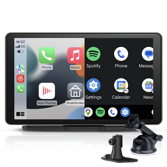 CarMe CarPlay Scherm - Apple CarPlay & Android Auto (Draadloos) - 7 inch - Touchscreen - Navigatiesysteem auto - Geschikt voor Apple CarPlay & Android Auto - Android Auto scherm