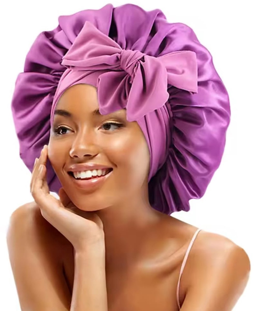 Slaap muts - Paars - Luxe slaapmuts - Bonnet - Haar bedekking - Haar verzorging - Nacht muts - Satijnen slaapmuts