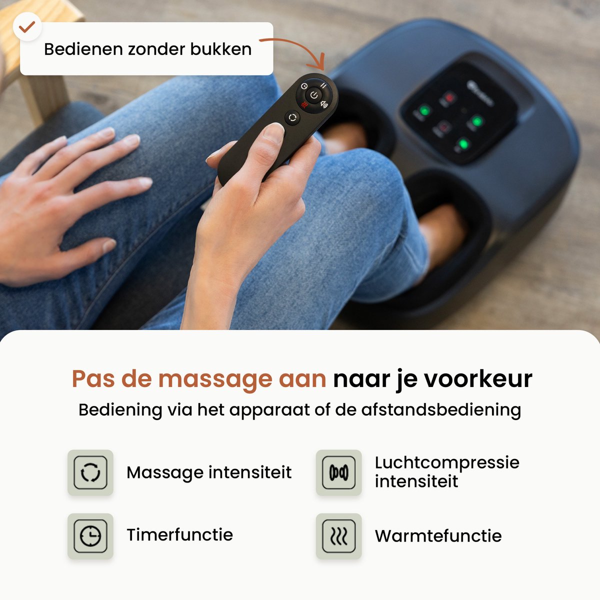 BrellaVio Voetmassage Apparaat - Infrarood Warmte - Shiatsu en Compressie Massage - Bloedsomloop Voet en Been - Wasbare voering thumbnail 7