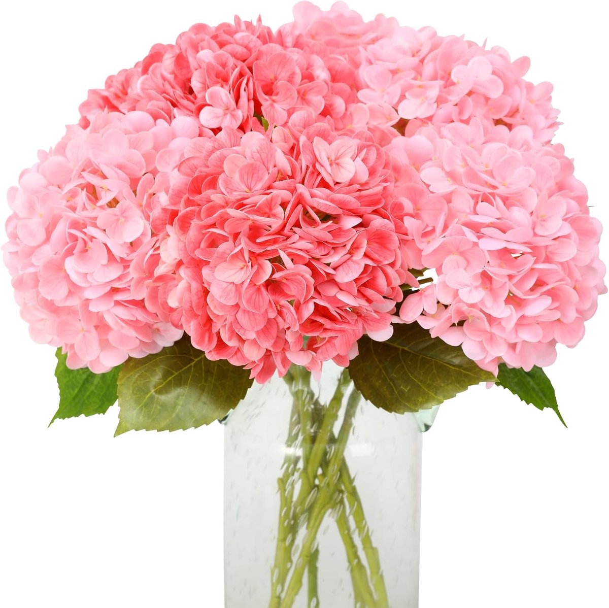 Kunsthortensia-bloemen, 4 stuks, dubbele kleur, enkele stem, realistische hortensia-bloeme