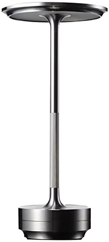 HGT™ SOLYN - Lampe de table rechargeable - LED - Lampe sans fil - Intensité réglable tactile - 3 modes de couleur - Lampe de terrasse - Chique Hotel - Aluminium - Argent