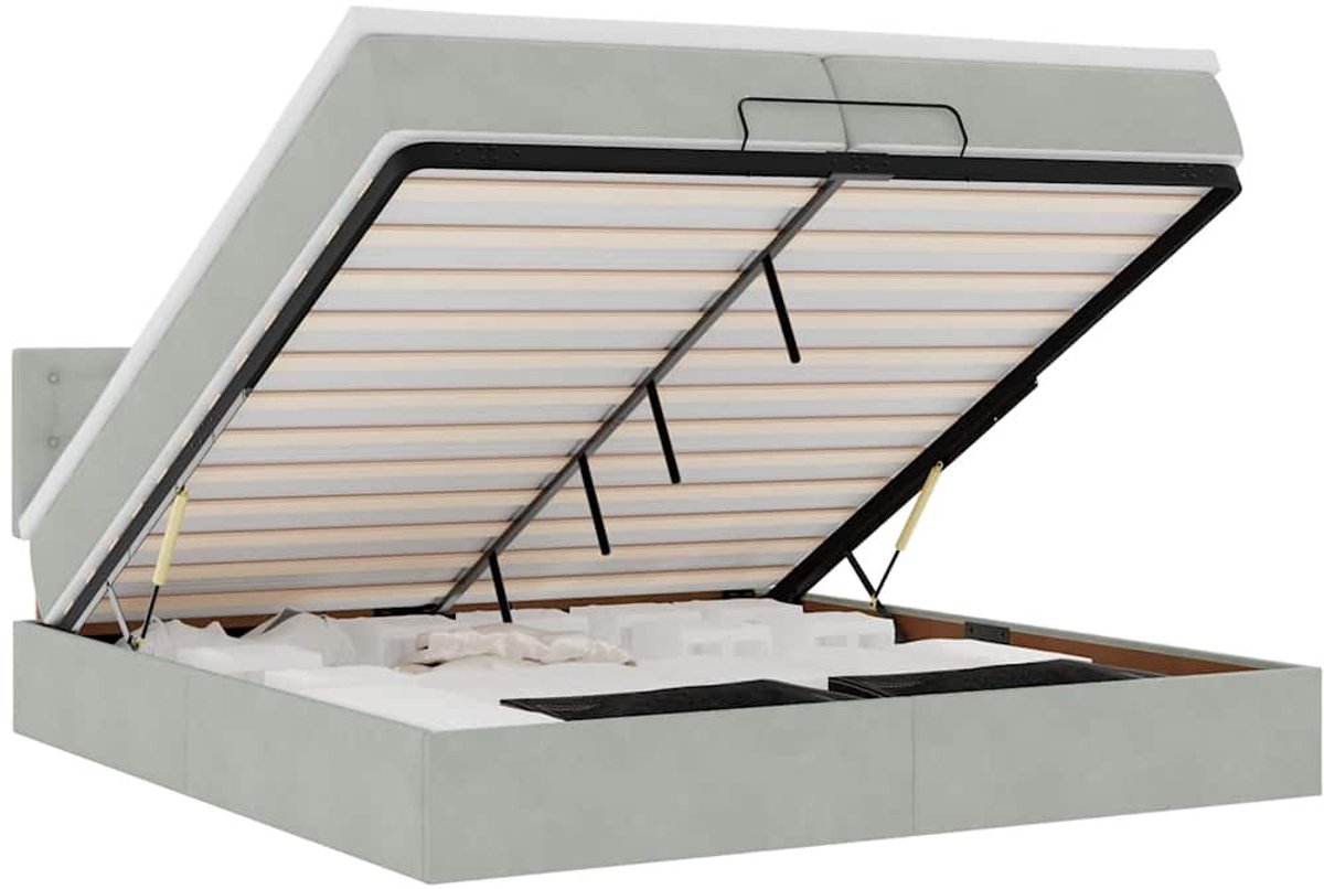 vidaXL - Ottoman - bed - met - matrassen - en - LED's - 200x200cm - fluweel - lichtgrijs