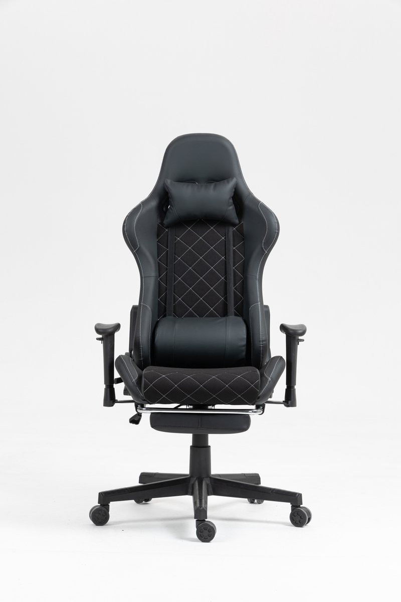 Afbeelding 3 van VDD Gaming - Gamestoel - Gamestoel met Voetsteun - Gamestoel Zwart - Gaming Stoel - Bureaustoel gaming - Ergonomische Bureaustoel - Met Nekkussen & Verstelbaar Rugkussen - Game stoel - Ergonomische Game Stoel - Draaistoel - Zwart