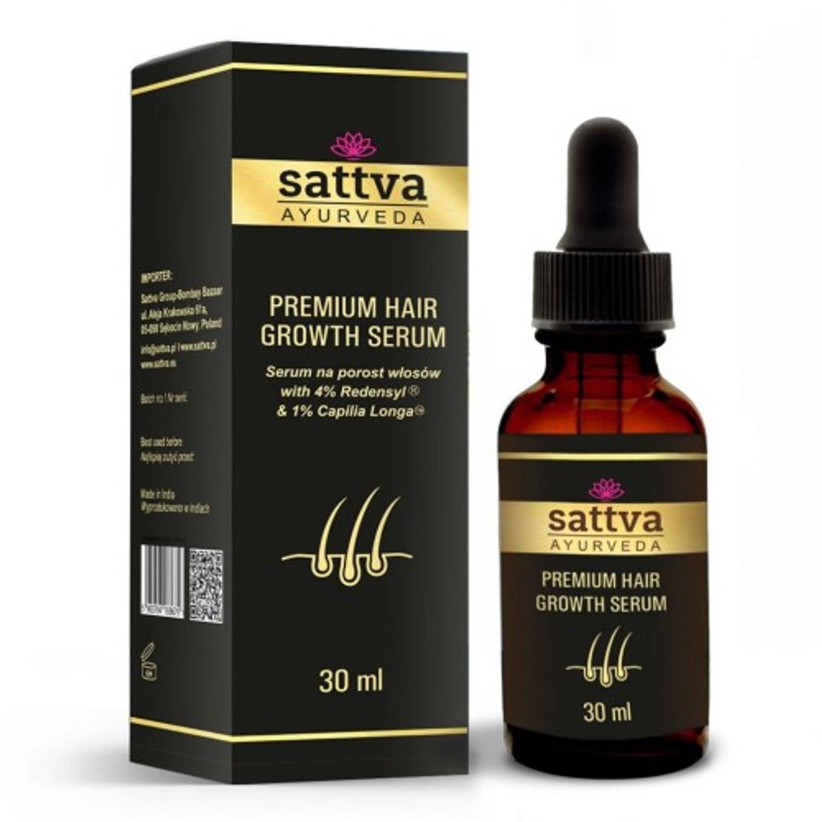 Haargroeiserum met Redensyl, Premium Hair Growth Serum, Sattva Ayurveda, 30 ml