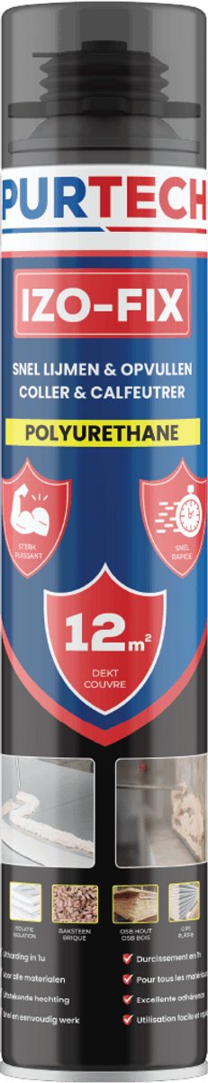 Purtech - Izo-fix NBS - PUR montageschuim - Pur schuim - snel lijmen en vervullen - 850ml