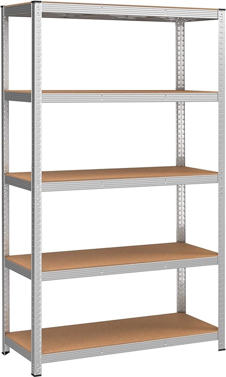 Gegalvaniseerd Opbergrek Metaal - 200x120x60 cm - Heavy Duty Stellingkast met 5 Planken - 750kg Draagkracht - Garage Stelling Zilver - Extra Diep