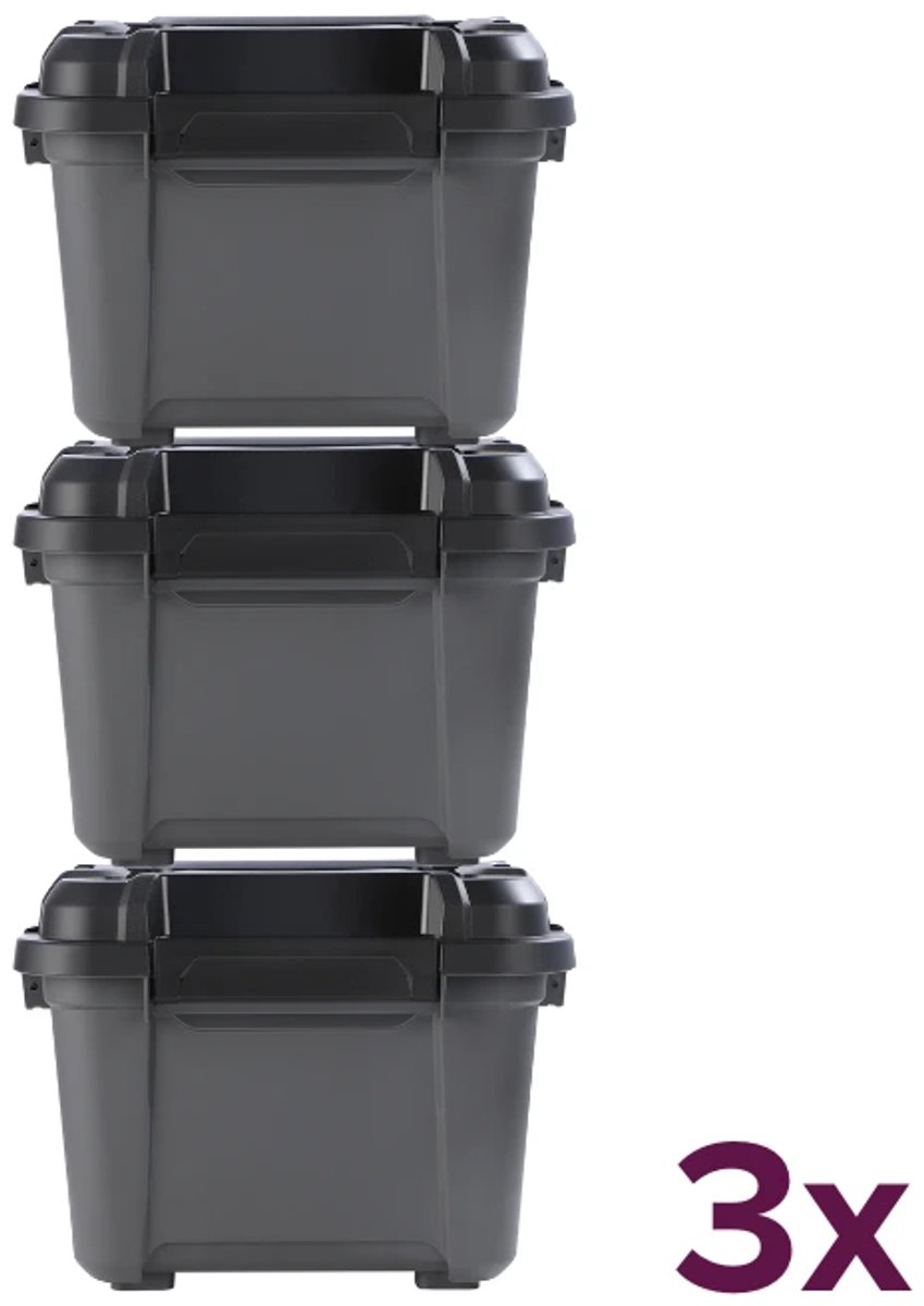 Ezystorage opbergbox heavy duty 18 liter (voordeelbundel) - Grijs - Stapelbaar | Met deksel | Waterdicht | Heavy Duty - Opbergbox met deksel - Opslagbak - Opslagbox- Opbergbak