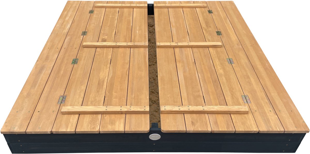 AXI Ella XXL Zandbak 150 x 150 x 20 cm in Antraciet/bruin - Met Zitbankjes en Deksel – FSC hout – Extra grote zandbak voor kinderen — afbeelding 4