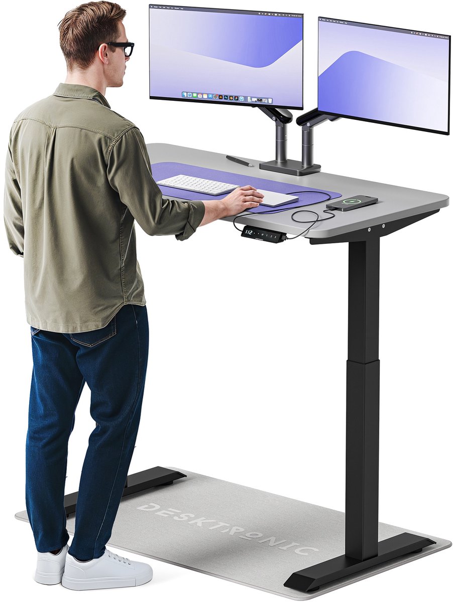 Desktronic HomeOne Zit-sta Bureau Elektrisch In Hoogte Verstelbaar, 120x60cm, Zwart/Grijs, Stille Dubbele Motor, Hoogte 72-119cm