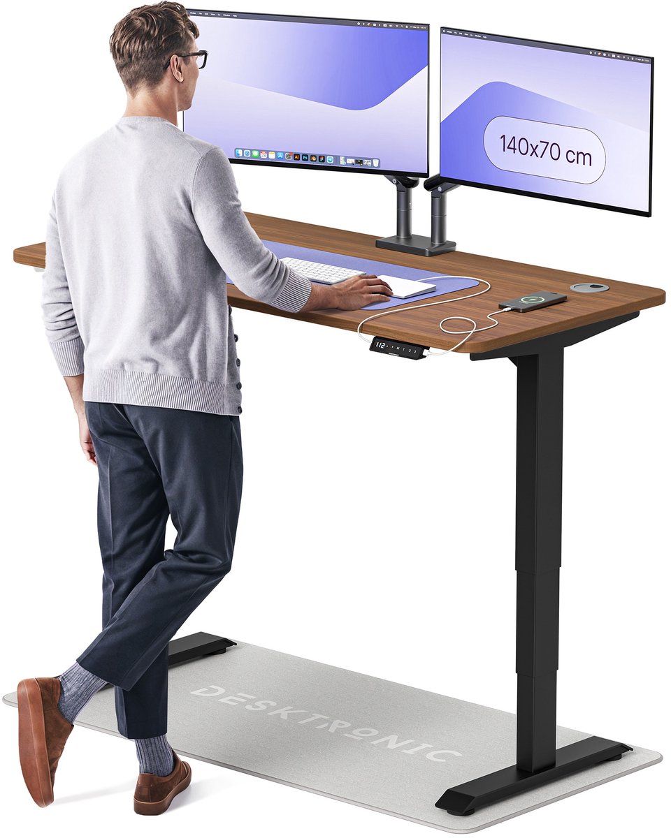 Desktronic HomePro Bureau - Elektrisch zit-sta - 180x80cm Grijs/Eiken
