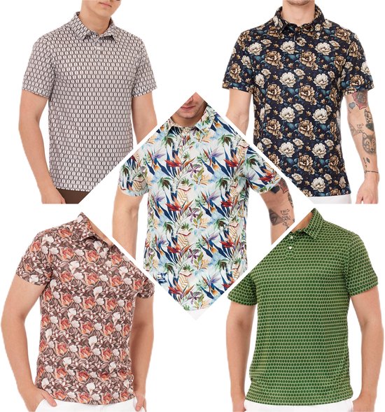 Func Factory mannen Polo Brown print maat S van Func Factory — afbeelding 5