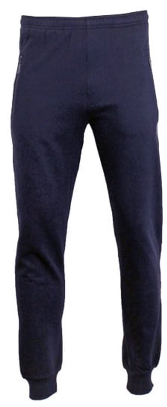 Donkere joggingbroek met elastische zoom en logo op de zijkant.