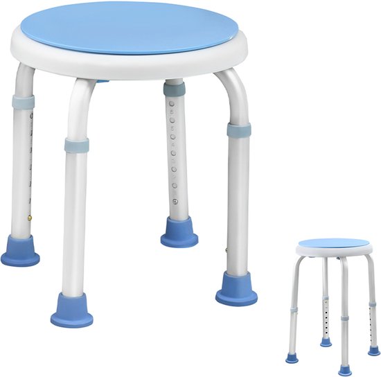 Aufun Douchestoel Douchehocker, draaidbaar over 360°, Badhocker, hoogteverstellbaar, Douchehulp, anti-schuifend, Douchesitplaats, Badsitplaats voor senioren, zwangere vrouwen